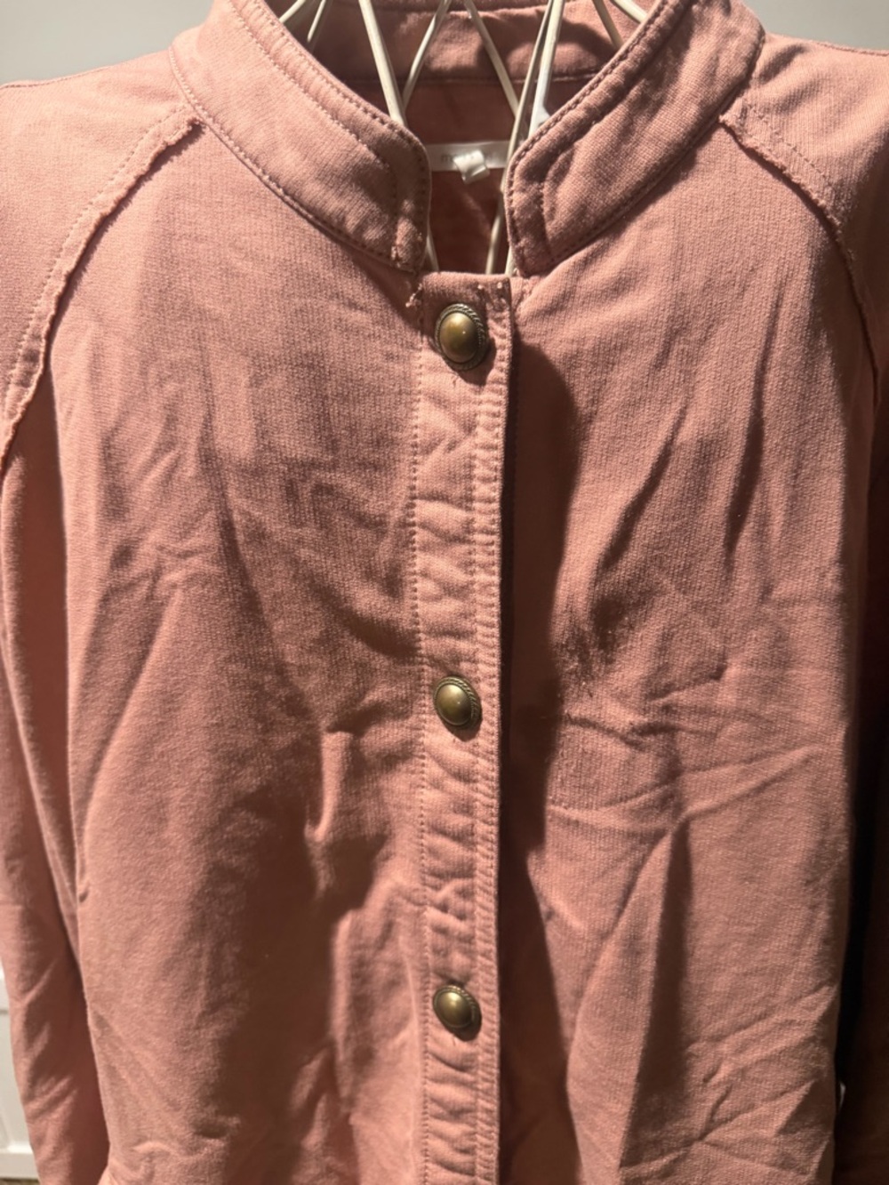 Maurices Pink Ruffle-Hem Knit Military Jacket - Picture 3 of 8